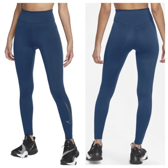 NWT Nike Dri-FIT Swoosh Run Tight Fit Legging Deep Ocean Blue Size 2X - Picture 1 of 10